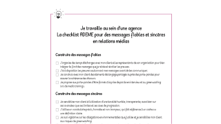 Je travaille au sein d'une agence : la checklist ADEME pour des messages fiables et sincères en relations médias