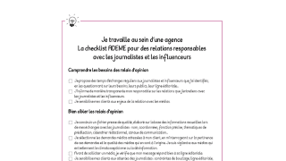 Je travaille au sein d'une agence : la checklist ADEME pour des relations responsables avec les journalistes et les influenceurs