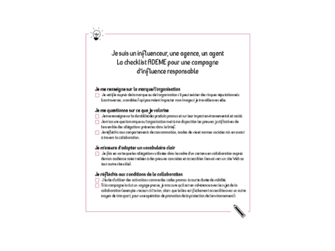 Check-list campagne d'influence responsable