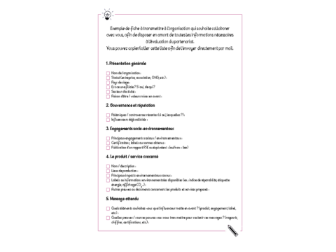 Fiche d'évaluation partenariat